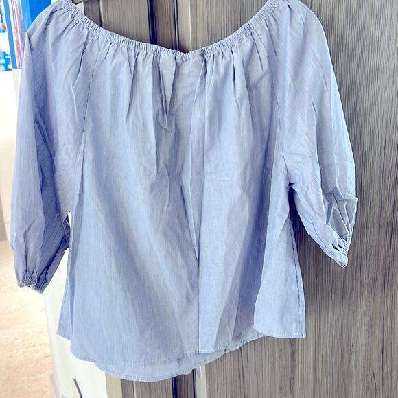 MAEVE $98 Anthropologie off shoulder pinstripe top XS cotton - Picture 8 of 11